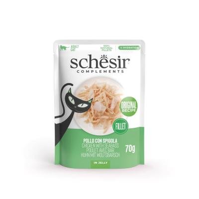 SCHESIR Complements wet Chicken with Seabass in jelly pouch