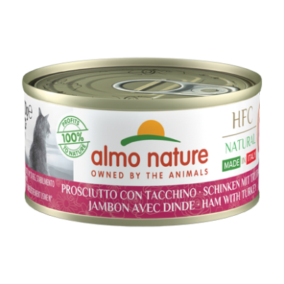 ALMO NATURE Cat HFC Can Made in Italy Natural Ham with Turkey 70g