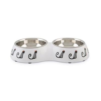 Beeztees castron dublu din inox pentru pisici MUZY