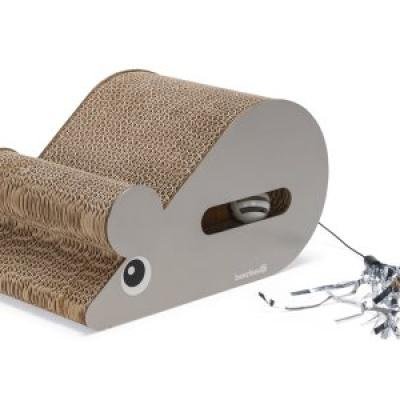 Beeztees кошачий скребок картонный MOUSE Grey 30x20x17cm