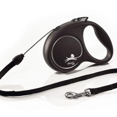 BEEZTEES Lesă FLEXI BLACK DESIGN Cord