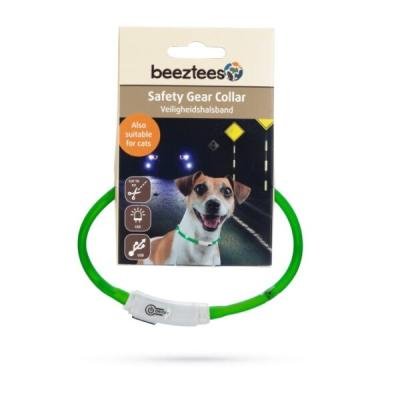 BEEZTEES zgardă din silicon cu lumini și USB Green 35×10