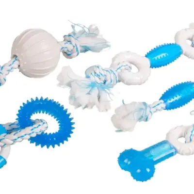 FLAMINGO Jucărie din cauciuc pe sfoară Denta Toy Rope with TPR