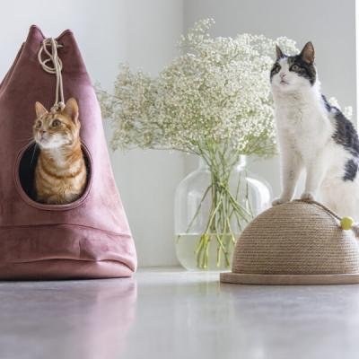 Beeztees DBL căsuță din material textil pentru pisici VILAR Pink 45x45x60cm