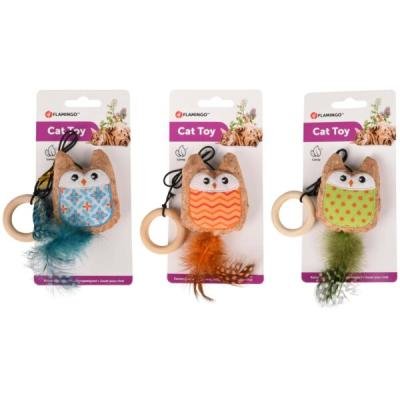 Flamingo jucărie pentru pisici KIRK OWL ON ROPE