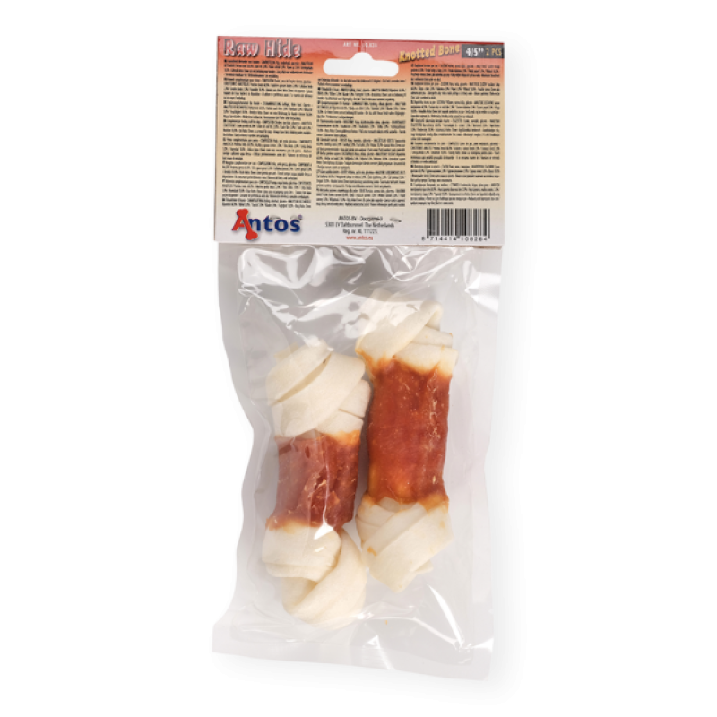 Antos Raw Hide White + Chicken Knotted Bone 4,5″ 2 pcs