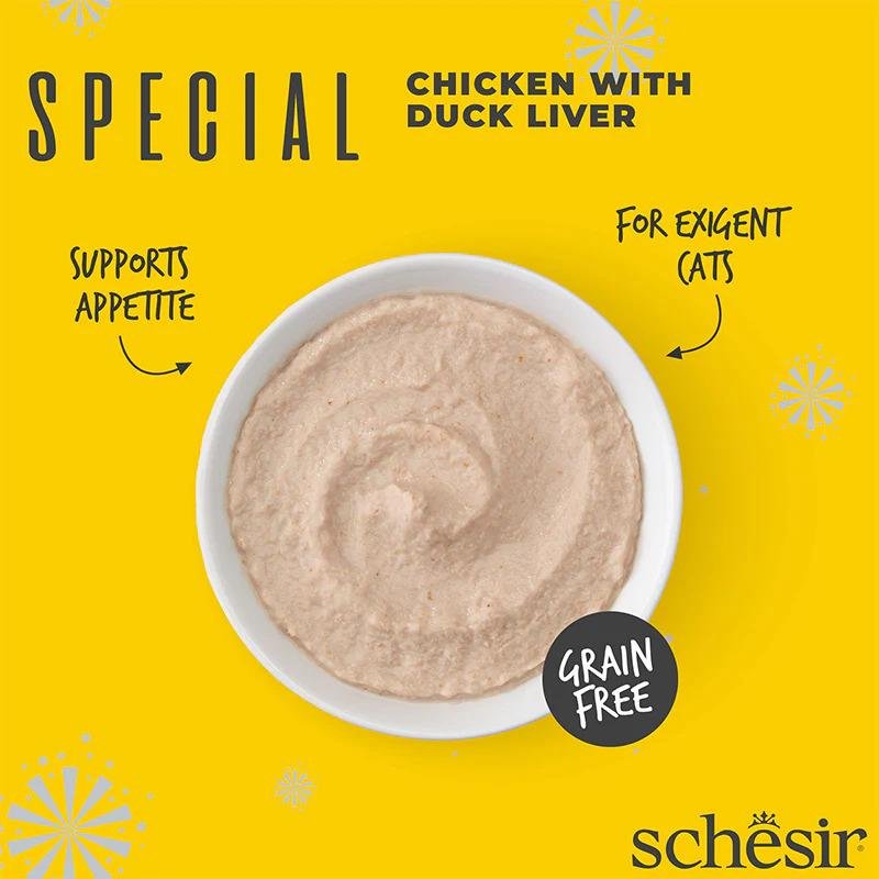 SCHESIR Special Cat pouch Exigent Mousse Chicken with Duck Liver