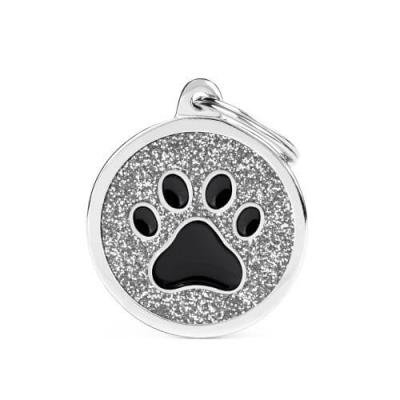 Medalion BIG GLITTER CIRCLE BLACK PAW