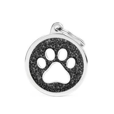 Medalion BIG GLITTER CIRCLE WHITE PAW