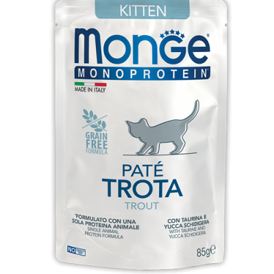 MONGE Cat Pouch Monoprotein Kitten Trout