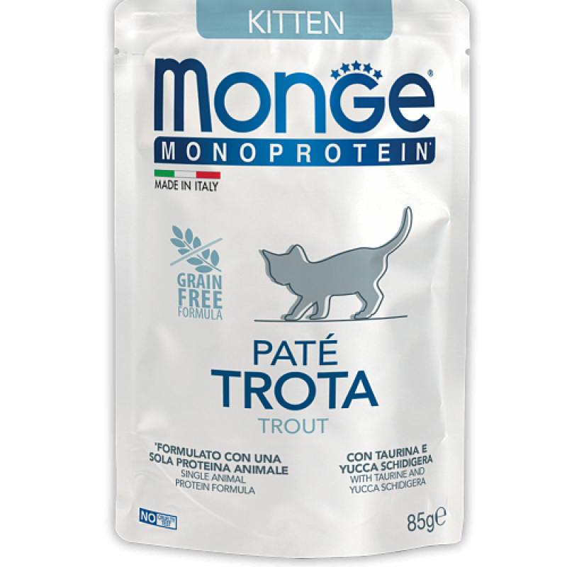 MONGE Cat Pouch Monoprotein Kitten Trout