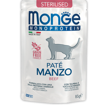 MONGE Cat Pouch Monoprotein Sterilised Beef