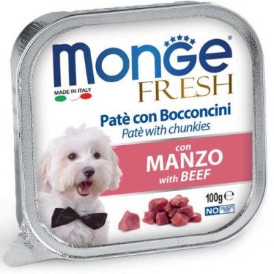 MONGE Dog Fresh Pate and chunkies with Beef