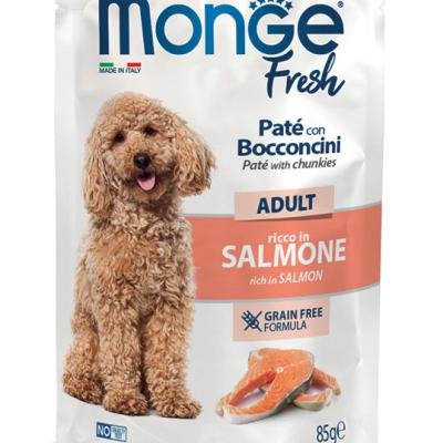 MONGE Dog Fresh Adult Paté with Chunkies Salmon pouch