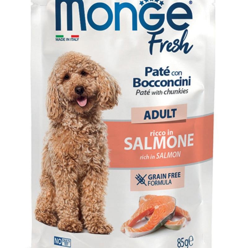 MONGE Dog Fresh Adult Paté with Chunkies Salmon pouch