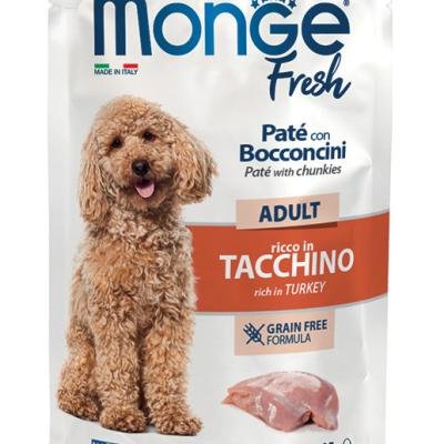MONGE Dog Fresh Adult Paté with Chunkies Turkey pouch