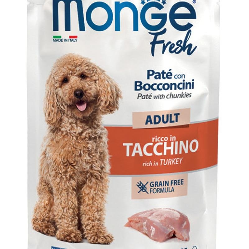 MONGE Dog Fresh Adult Paté with Chunkies Turkey pouch