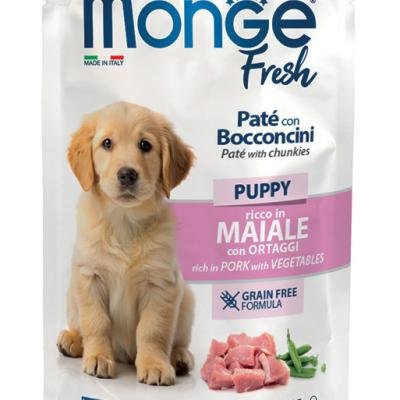 MONGE Dog Fresh Puppy Paté with Chunkies Pork with Vegetables pouch