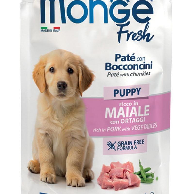 MONGE Dog Fresh Puppy Paté with Chunkies Pork with Vegetables pouch