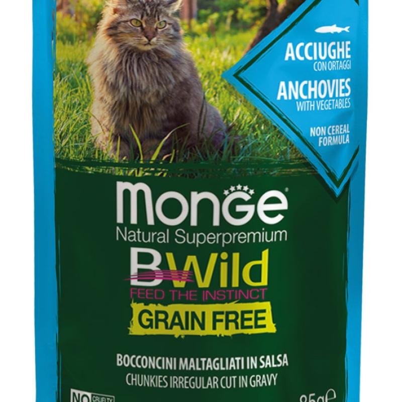MONGE Cat BWILD Pouch Adult Anchovies/Vegetables