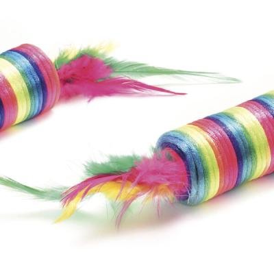 Record jucărie pentru pisici RAINBOW CYLINDER с пером (х2)